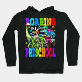 Roaring Into Preschool Monster Truck Dinosaur T Rex Hoodie